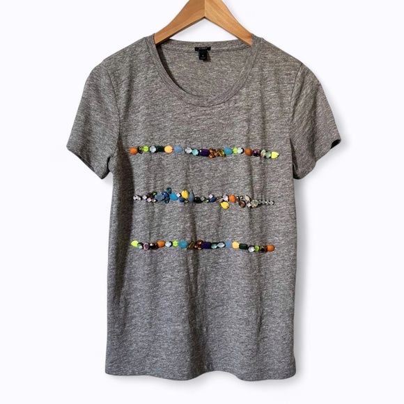J.Crew Jewel Striped Gray T-Shirt Size Small - Picture 2 of 11